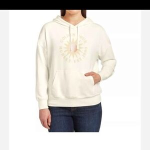 Hurley Women fleece lined soft hoodie Pullover Ivory Cream size L New